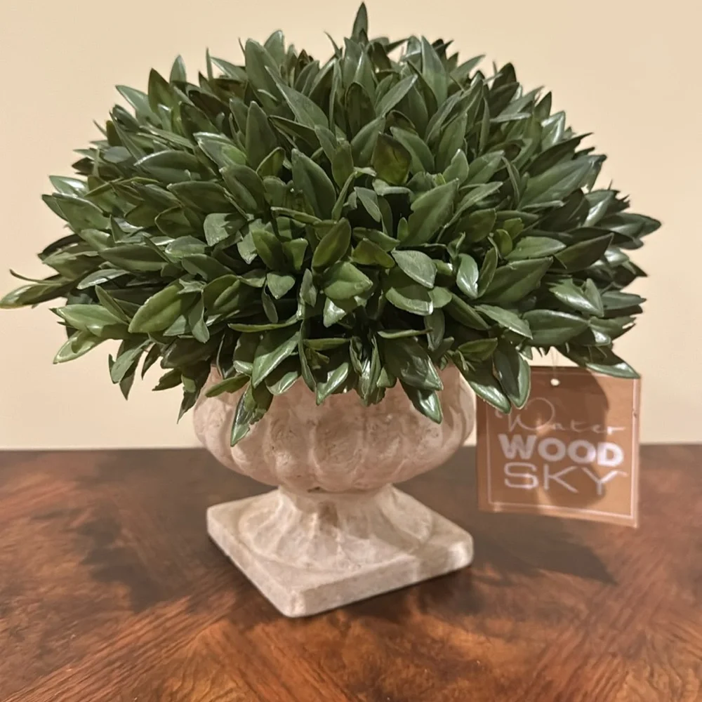 NWT Faux Greenery in Pedestal Vase